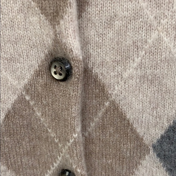 Apt. 9 100% Cashmere Argyle Button Cardigan - Picture 3 of 6